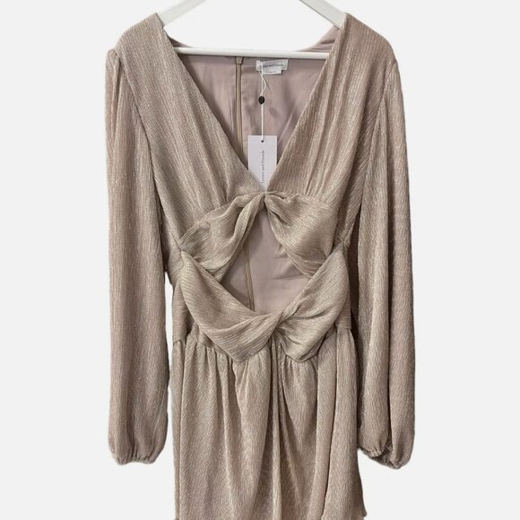 Revolve Lovers & Friends NWT Josephine Rose Gold Metallic Cut Out Mini Dress L - Picture 2 of 11